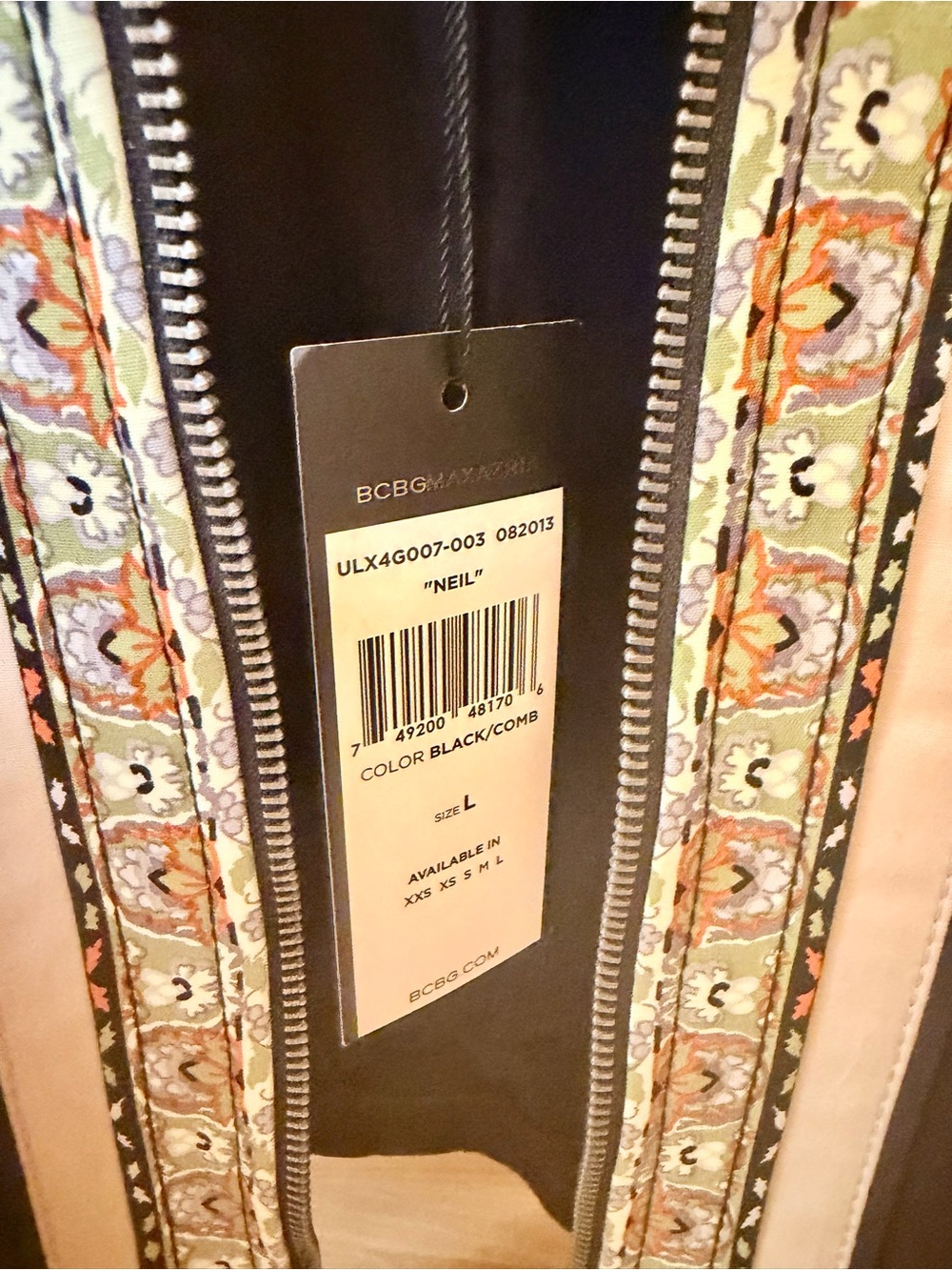 BCBGMaxAzria Black Jacket with Floral Panels and Cream Trim - Picture 4 of 7